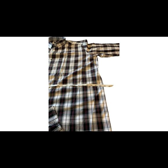 French Crown Plaid Cotton Button Down Shirt Black Purple - Picture 5 of 8